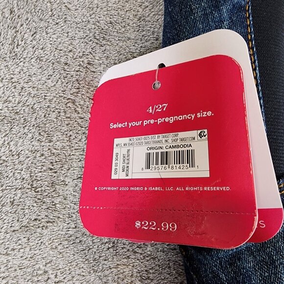 Womens Isabel Maternity Side Panel MIDI Blue Denim Jean Shorts 4” inseam Size 4 - Picture 4 of 9